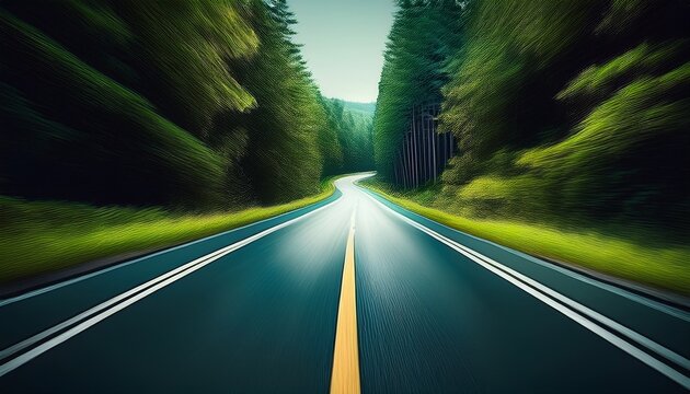 Road Ahead Blurred Motion And Dark Greenery A Journey Into The Abstract Unknown