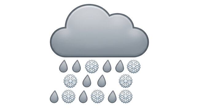 Weather icon showing rain and snow mixed precipitation isolated on transparent background