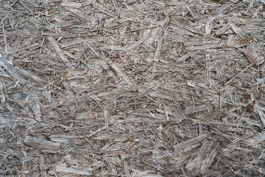 Weathered OSB wood texture background with rough exposed timber strands