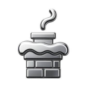 PNG Metallic chimney with snow design.