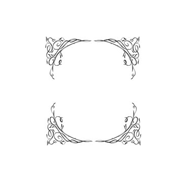 Hand drawn vector abstract outline,graphic,line vintage celebration ornament art nouveau frame in drawing elegant style.Elegant decoration vintage outline design isolated. Floral ornament border
