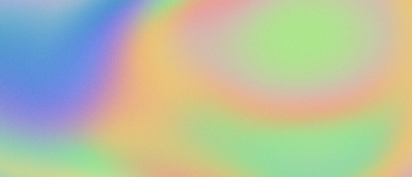 Vibrant grainy holographic gradient background featuring pastel rainbow hues of blue yellow green and pink serves as versatile backdrop for web design.