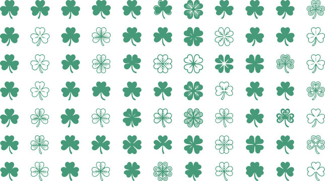 Seamless pattern of green clovers