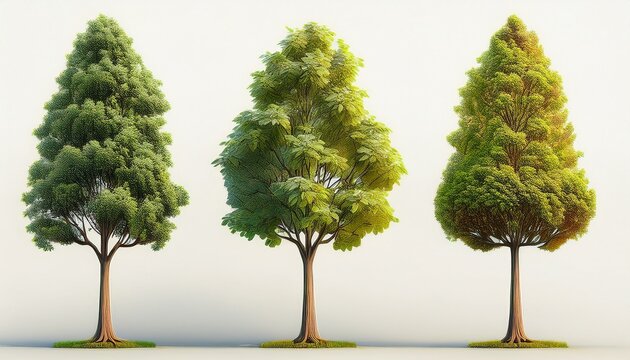 Isolated Cutout Tree Celtis Occidentalis In Different Model Option Daylight Summer Season Best Use For Landscape Design And Post Pro Render