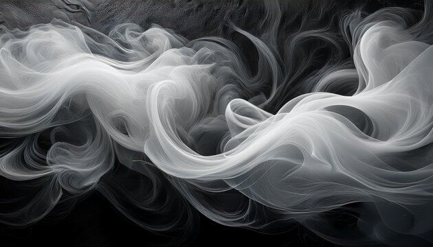 Abstract Image Of Swirling White Vapor Against Textured Gray And Black Backgrounds