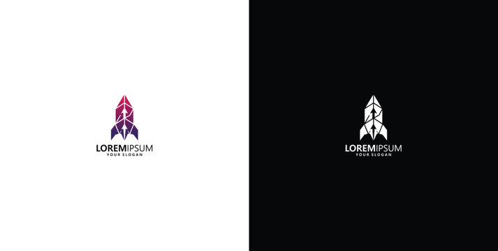 Creative rocket logo vector design with modern gradient style suitable for startup and technology business branding