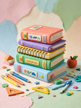 School Books 3D Illustration