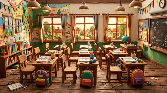 Colorful 3D Classroom
