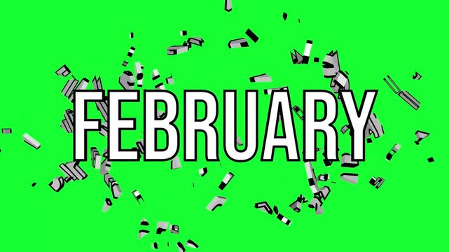 Months of the year animated sequence with crushing text effect on green screen