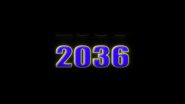 Dynamic scrolling progression timeline animation of 2030 to 2040 years. Scrolling Timeline 2040 Text Animation on Black Background. Vertical Progression from Past to Future Evolution Timeline.