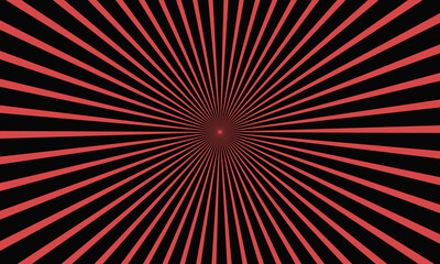 Fototapeta premium Radiating red lines converging in center against black background
