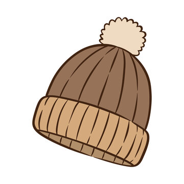 Knitted Beanie Hat Flat Vector Illustration Isolated on White Background. Perfect for autumn, winter, cold weather, fashion, clothing, and seasonal designs.