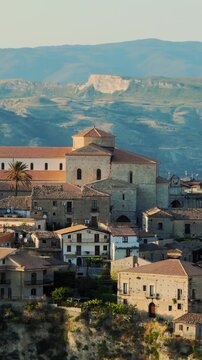 Majestic ancient religious cathedral church in the medieval village