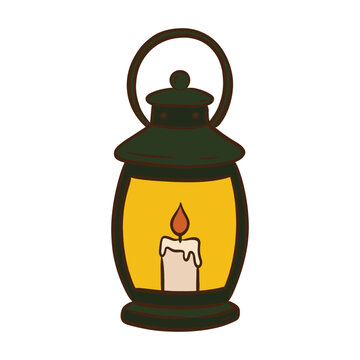 Lantern Flat Vector Illustration Isolated on White Background. Perfect for autumn, camping, outdoor, rustic, seasonal, and decorative designs.