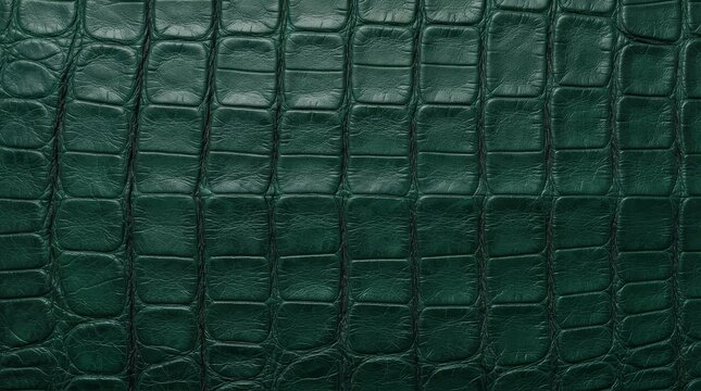 Deep green textured crocodile embossed leather surface