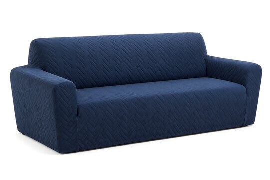 Sofa Moving Cover Wrapped Tightly Around Generic Sofa Form Isolated on Pure White Background Protection