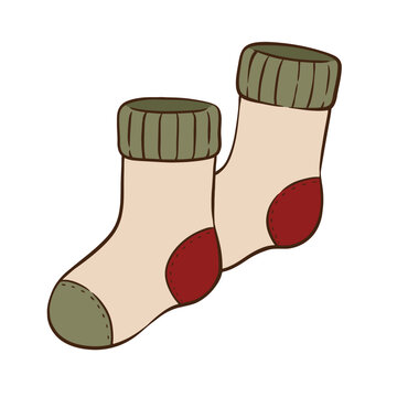 Sock Flat Vector Illustration Isolated on White Background. Perfect for winter, autumn, clothing, fashion, comfort, and seasonal designs. 