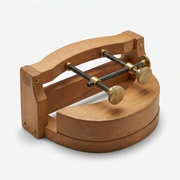 Small wooden bookbinding press or sewing frame with brass thumbscrews bookbinding hardware