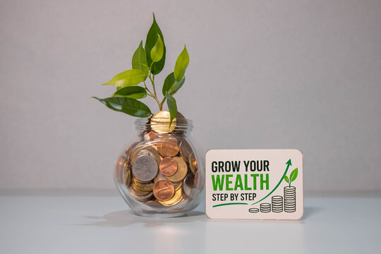 Grow Your Wealth Step by Step Financial Growth Concept.