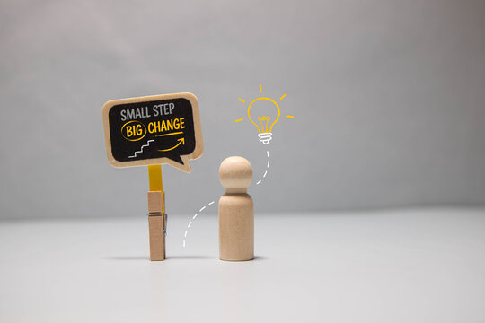 Small Step Big Change Personal Growth and Progress Concept.