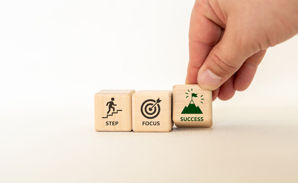 Step Focus Success Goal Achievement and Personal Growth Concept.