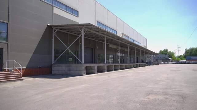 Modern Industrial Warehouse Exterior with Loading Docks