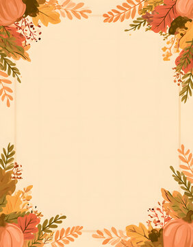 Cute Autumn Frame Border Vertical Template. Can be used for shopping, sale, promo poster, banner, flyer, invitation, website, or greeting card. Vector illustration