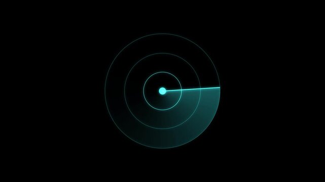 Radar screen scanning and detecting objects with a blue line animation