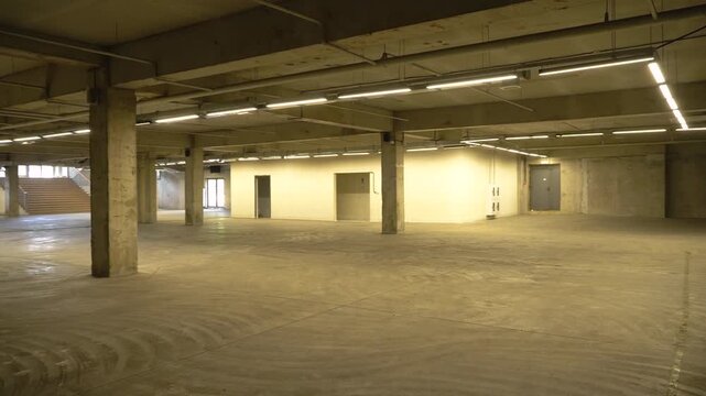 Empty Lower Level of Industrial Facility