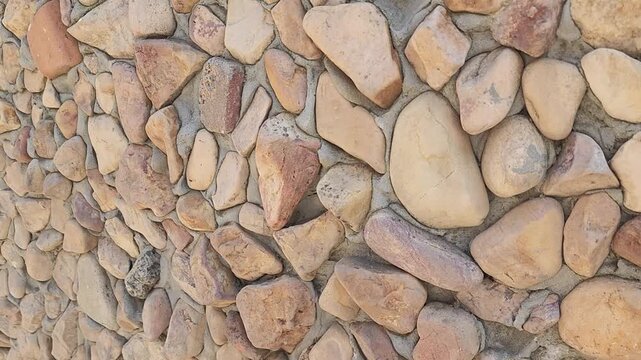 Natural Stone Wall Texture Background with Decorative Pebble and Rock Pattern