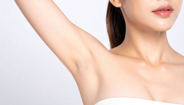 Beautiful Woman Smooth Armpit Raised Arm Skincare Beauty Closeup