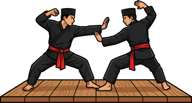Traditional pencak silat performance for indonesian independence day