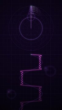 Fourier Series Epicycles Tracing a Waveform Seamless Loop in deep magenta tones vertical 9:16