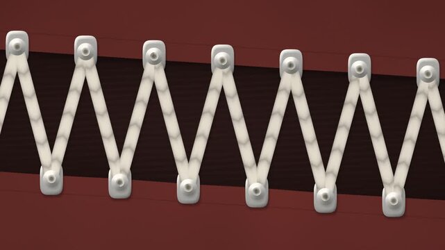 Braided Lace Cord Slipping Through Metal Eyelet Plates in Stepped Jumps Seamless Loop in subtle oxblood tones
