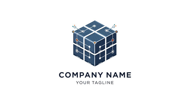 Modern geometric cube logo design for technology company branding.