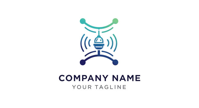 Modern minimalist logo design with wireless connection symbol.