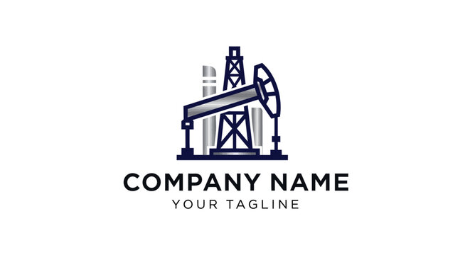 Minimalist oil rig logo design for industrial business branding.