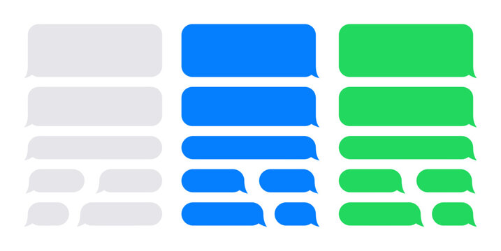 Chat bubble and text message box set. sent and received sides in various sizes.