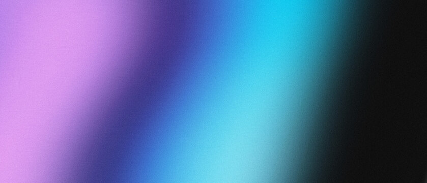 Abstract panoramic dark moody cyberpunk background with glowing soft lavender, deep indigo blue, electric turquoise light wave and pitch black charcoal shadows, smooth organic gradient with vintage gr