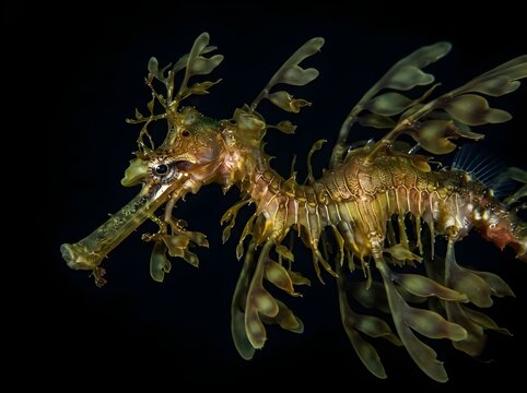 Leafy Sea Dragon Camouflaged In Ocean