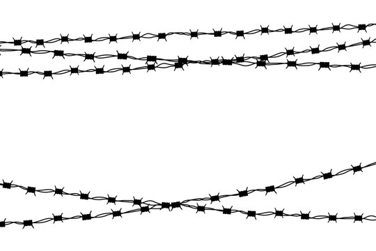 Black silhouette of the barbed wire. Barbed wire. Barb wire for prison fence, steel border and military barrier. Vector illustration