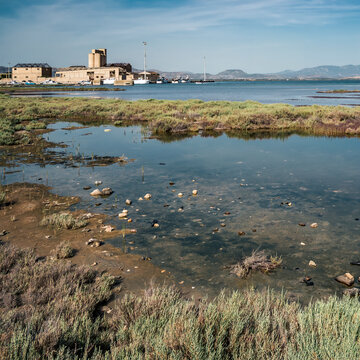 evident environmental issues in Sant'Antioco coastline and lagoon; southwestern Sardinia, Italy