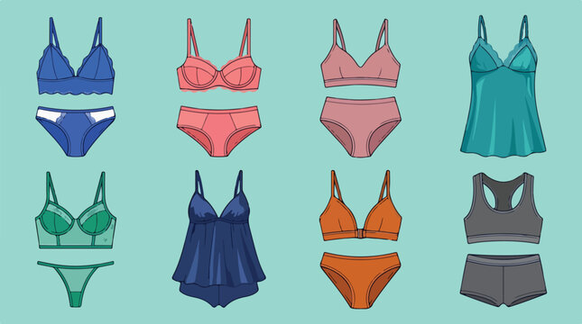 pink and blue bikini