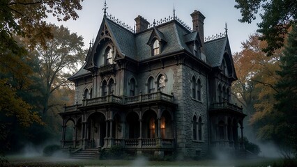 Obraz premium Gothic Victorian Vampire Mansion at Twilight haunted mansion Interior
