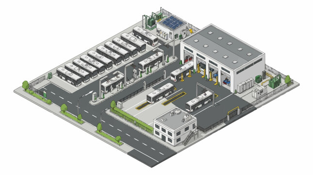 Modern industrial warehouse complex aerial view.