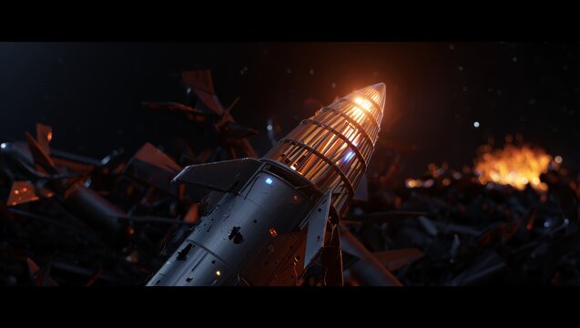 Destroyed Rocket in Space