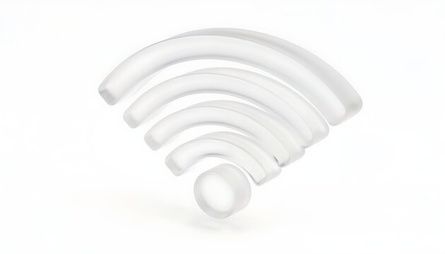 Wi-Fi wireless network 3D icon isolated on white background, internet connection and digital communication or frosted glass design concept graphic