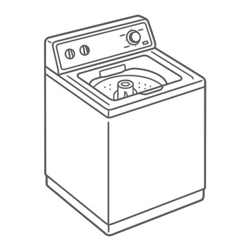 Line art of a top-loading washing machine