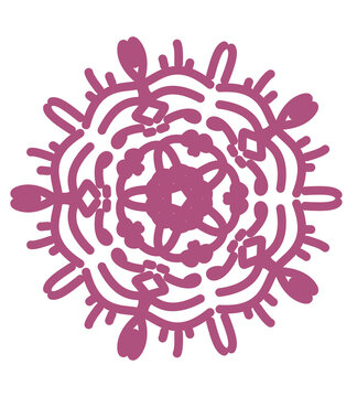 Dark Magenta Purple Mandala Floral Ornament Intricate Hand Drawn Circle Pattern White Background