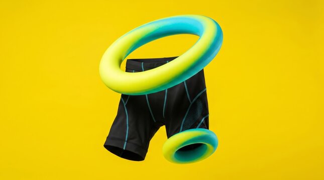 Anti-Gravity Floating Athletic Compression Shorts with Gradient Neon Rings